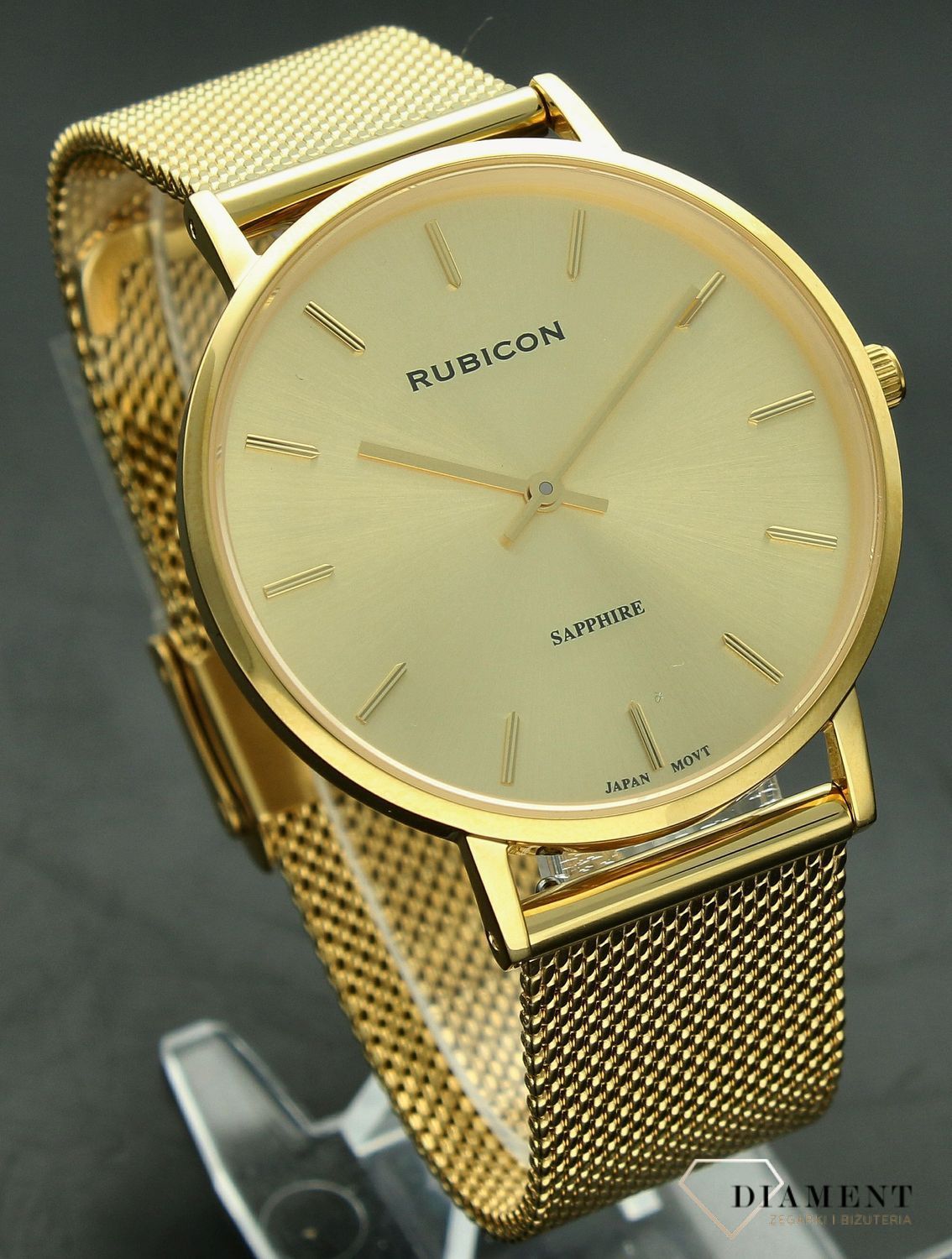 Zegarek damski Rubicon złoty z szafirowym szkłem RNBD76.jpg